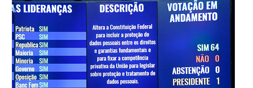 Senado inclui proteção de dados pessoais como direito fundamental na Constituição