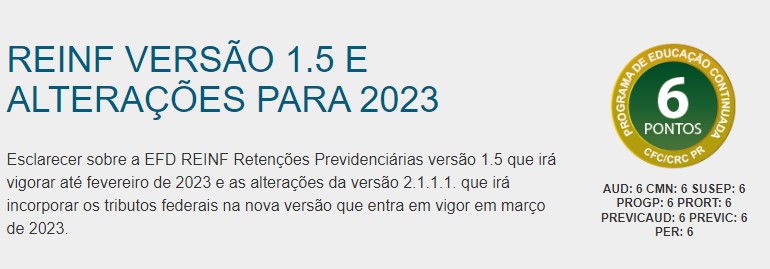 SESCAP-PR abre nova turma do curso Reinf 1.5